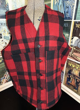 Filson Men's Mackinaw Wool Vest Red/Black Plaid Vest XXL-Long Size 2XL- Long