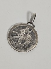Médaille religieuse ancienne en argent vintage – objet catholique de collection 
