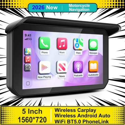 Motorcycle Wireless CarPlay Android Auto GPS Navigator Waterproof Touch Screen