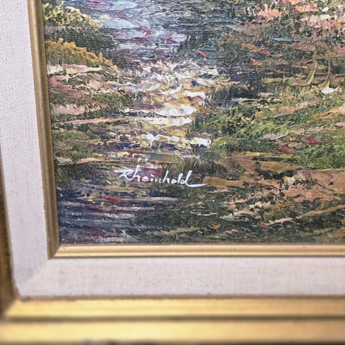 ORIGINAL ÖLGEMÄLDE BERGWASSERFALL signiert Reinhold gerahmt 21 x 17 - Bild 6 von 10