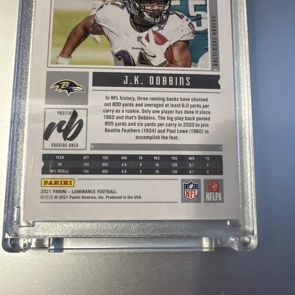 2021 Panini Luminance #8 J.K. Dobbins #/99 - Image 4 of 4