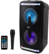 Pyle Bluetooth Speaker PA System Portable Stereo Karaoke Wired Mic 8" Subwoofers