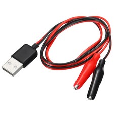 USB Male to Alligator Clips 60cm Test Wire Black Red 2Pcs