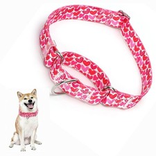 Pink Heavy Duty Martingale Dog Collar for Medium Girl Love Heart Design 28