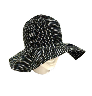 Wallaroo Hat Company Women's Petite Scrunchi Hat; Black/White; UPF 50+  One Size