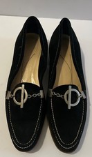 Kate Spade Black Suede Loafers with Silver Hardware Accent Detail Sz. 8.5
