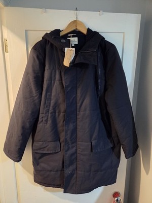 Will's Vegan Store Recycled Quilted Parka Jacket, Navy Blue. Size XXL