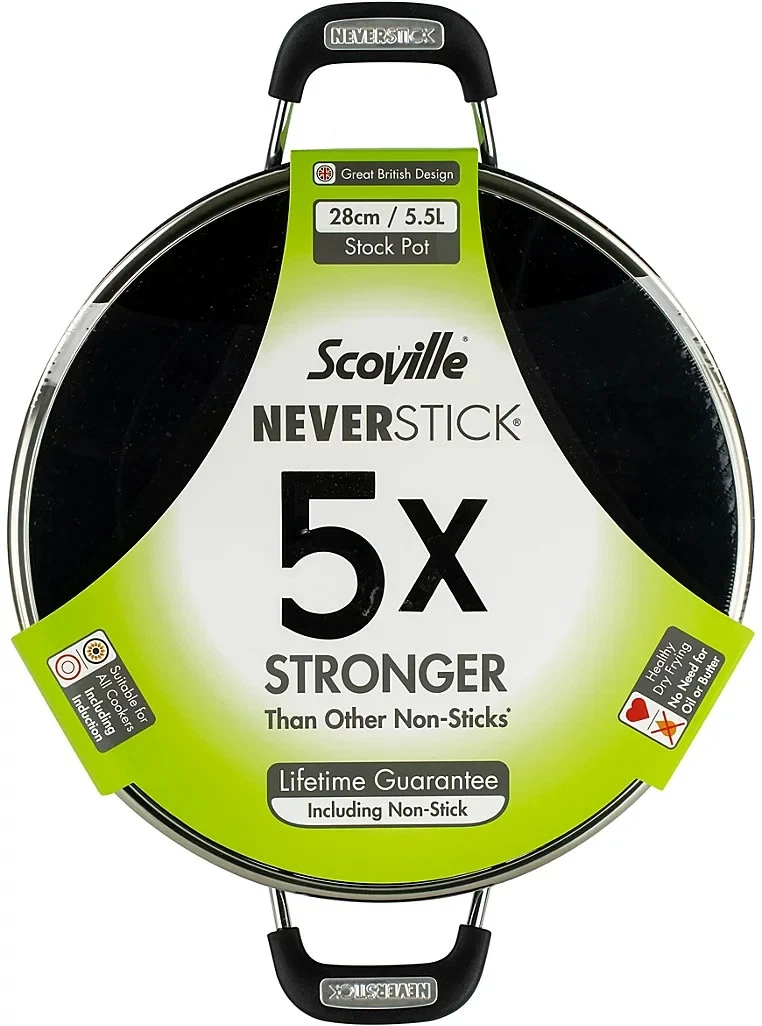 Scoville Neverstick 5x Non-Stick StockPot Stewpot All Hobs + Induction 24cm 32cm