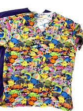Scrub Tops Jacket Ocean Fish Lot of 3 Purple