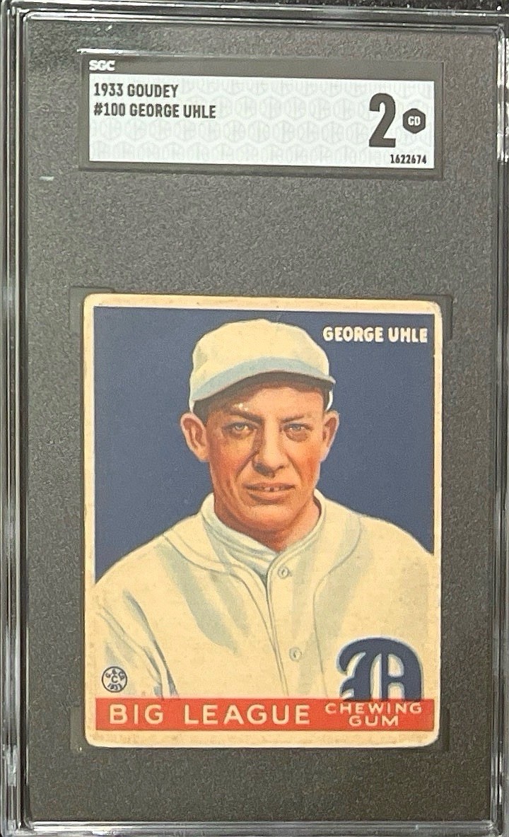 1933 Goudey - #100 George Uhle- SGC 2