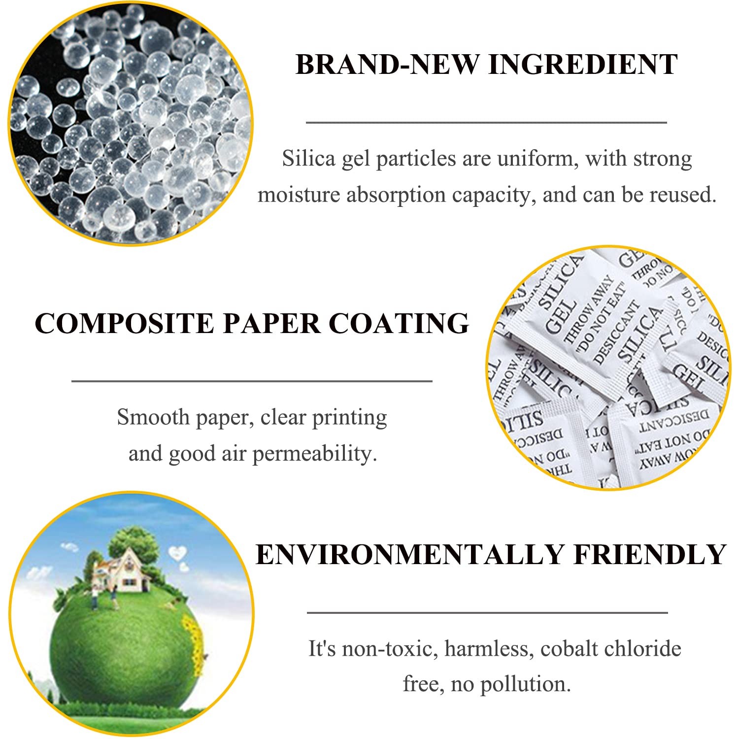 Silica Gel Packets, 50PCS 5 Gram Premium Transparent Desiccant Packs for Storage