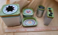 Rare All That JAZZ BATHROOM ACCESSORIES SET 5 PC , TOOTHBRUSH TISSUE SOAPDISH Vg