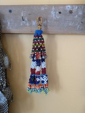 Vintage Kuchi Beaded Tribal Tassel with Metal Baubles 7" 20304 