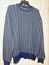 Original Ben Sherman XL Navy  Gray Geo Print Crew Neck Sweater 100 Cotton