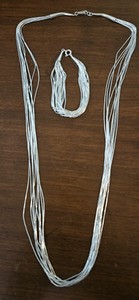 Navajo: 10 Strand Liquid; Old Native American, Sterling Silver Necklace/Bracelet