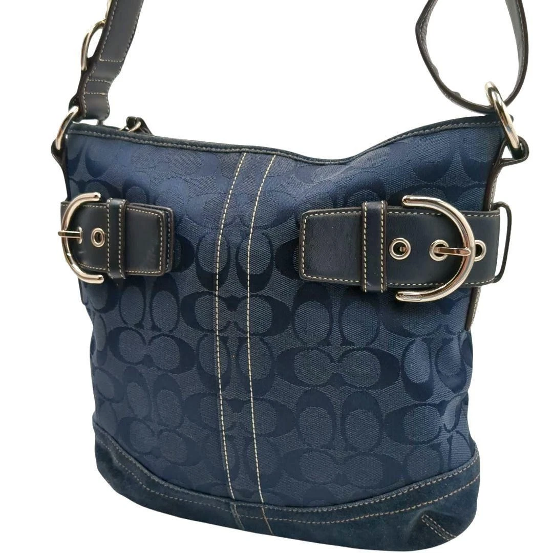 Coach Women's Suede Exterior Blue Bags & Handbags for Women for