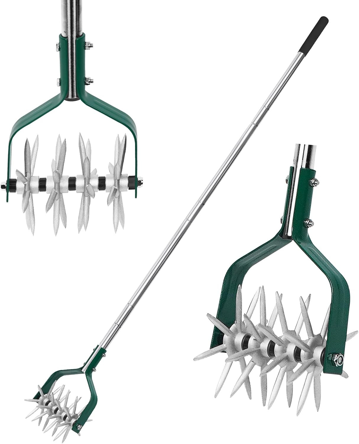 Coltivatore Rotante Manuale Acciaio Inox - Attrezzo Orto Denti Metallo