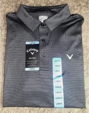 Callaway Men's Golf Polo Large Performance Shirt Moisture Wicking Black NEW NWT