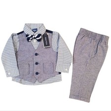 Nautica Baby Boys 4-Piece Suit Set Tie, Vest, Shirt and Pants Size 12M