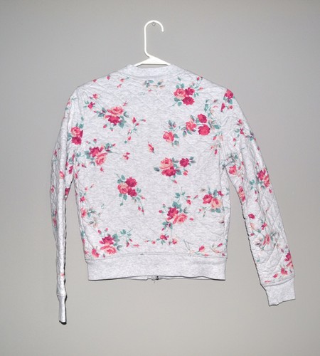 aerie Quilted Floral Jacket, Size XS/S, Women's, Gray, Pink Floral, Zipper, EUC - Imagen 2 de 3