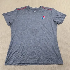 Domino's Pizza Employee Shirt Mens Large Blue Gray Crew Short Sleeve