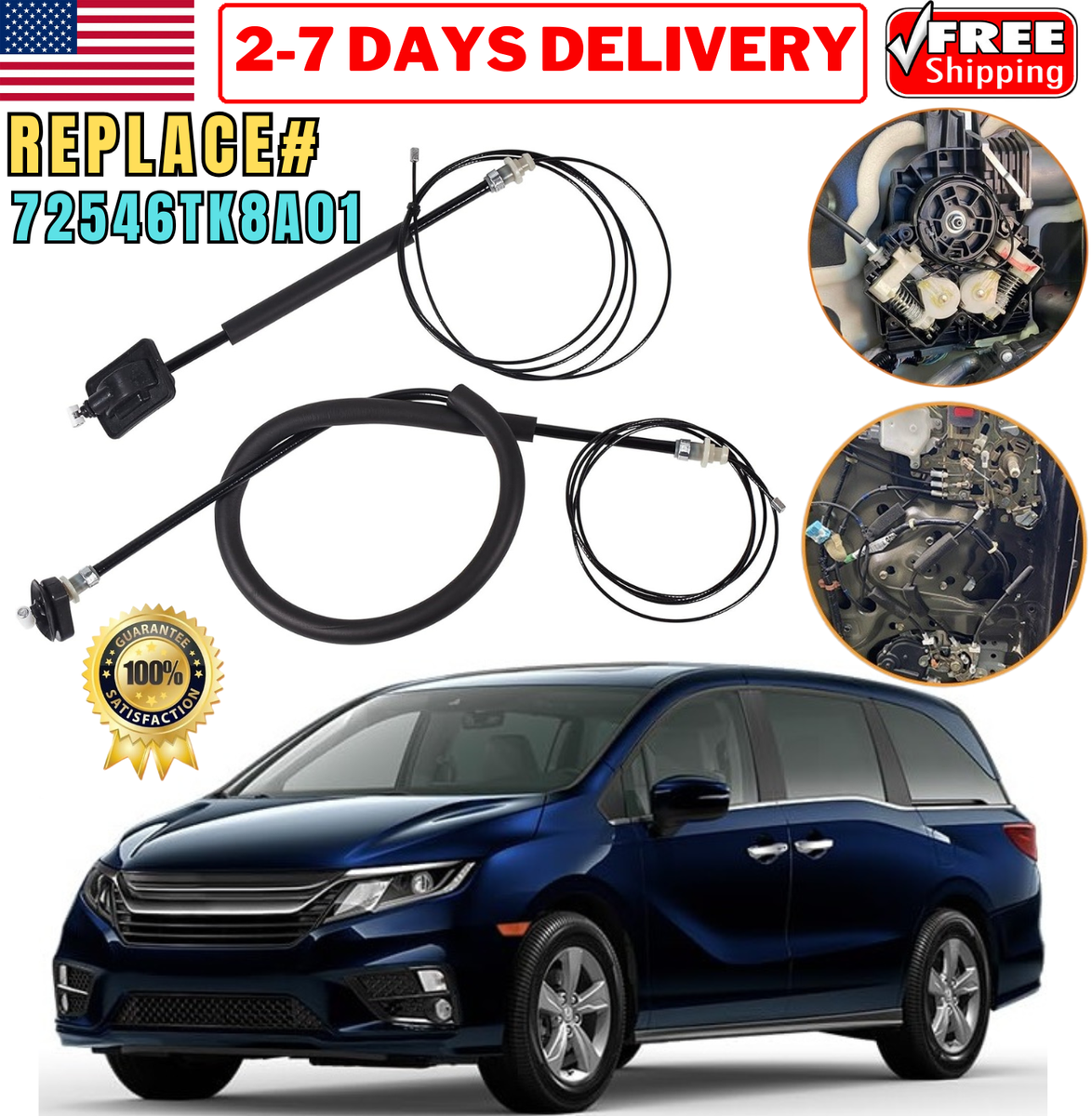 Left & Right Power Sliding Door Cable Kit for Honda Odyssey Driver