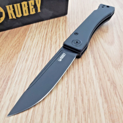 Kubey Akino Lock Folding Knife 3'' 14C28N Sandvik Steel Blade Black G10 Handle