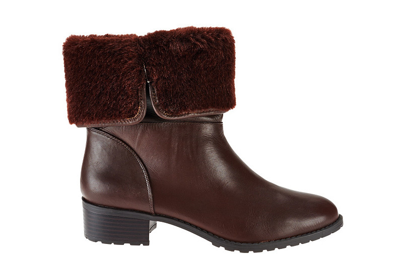 H by Halston Leather Ankle Boots with Faux Fur - Caroline, Sz 7.5 M