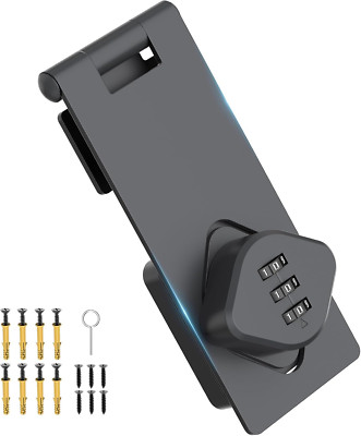 Keyless Closet Door Lock, 3-Digit Combination Lock, Cabinet Password Hasp Lock 