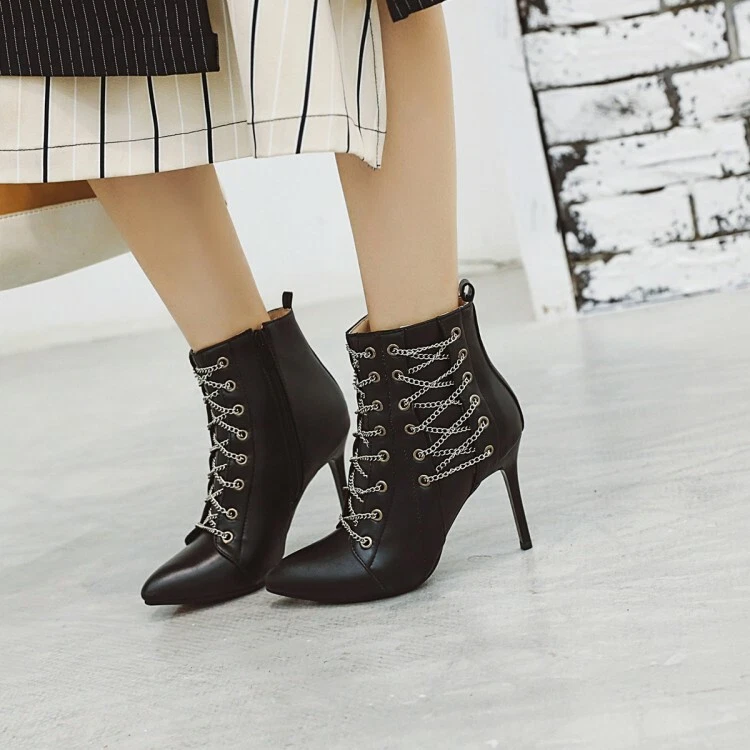 Lace up ankle boots stiletto cheap