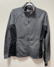 Spyder Polar Fleece Sweater Jacket Full Zip Waffle Pockets Gray Women's Large