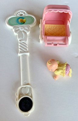 Vintage 1980's Fisher-Price  Precious Places Baby Amanda, Pink Stroller and Key