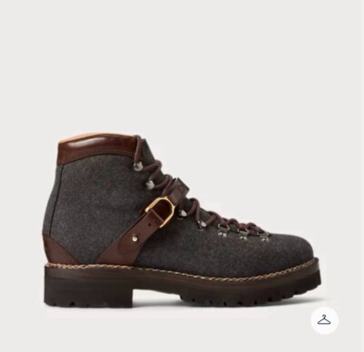 $1800 Ralph Lauren Purple Label DARROW Sz  7.5 D Gray Wool Flannel Boot SOLD OUT