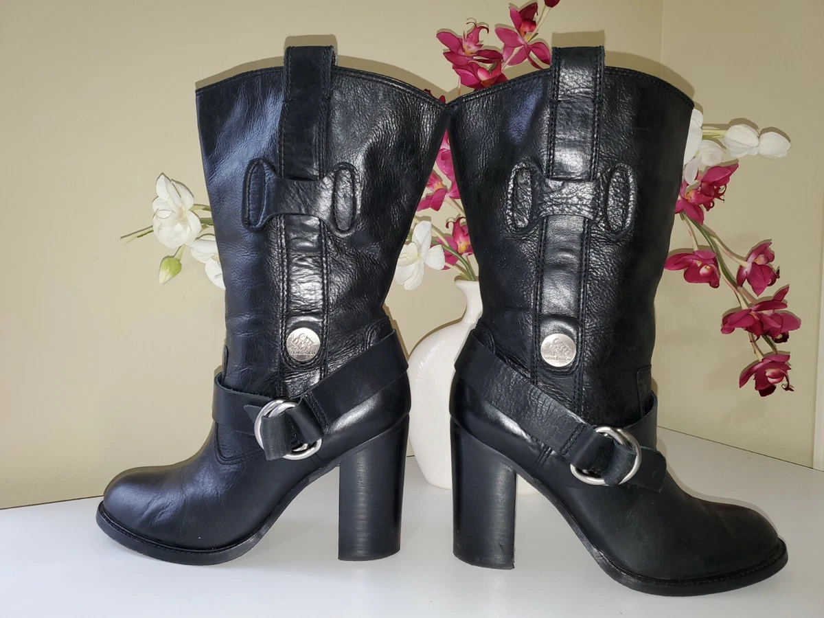 Bcbg black leather boots cheap