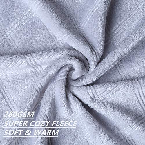Comfy Small Plush Flannel Fleece Throw Blanket for Infant Girls and Light Grey - Bild 3 von 7