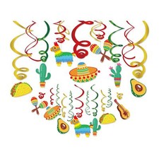 30Ct Mexican Fiesta Party Decorations Mexican Hanging Swirl Decorations Cinco...