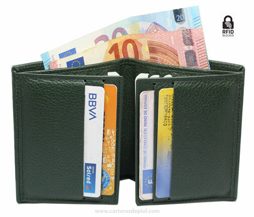 Tarjetero billetero de piel anti-copia de tarjetas RFID-BLOCKER