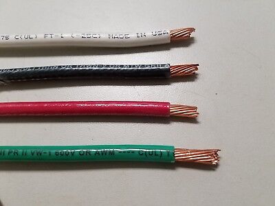 50 EA THHN 6 AWG Gauge Black White RED Stranded Copper Wire 50 10 AWG Green