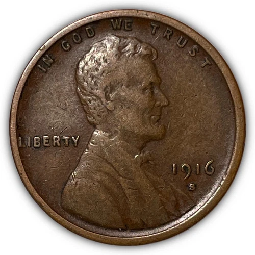 1916-S Lincoln Wheat Cent Extremely Fine XF Coin #6924