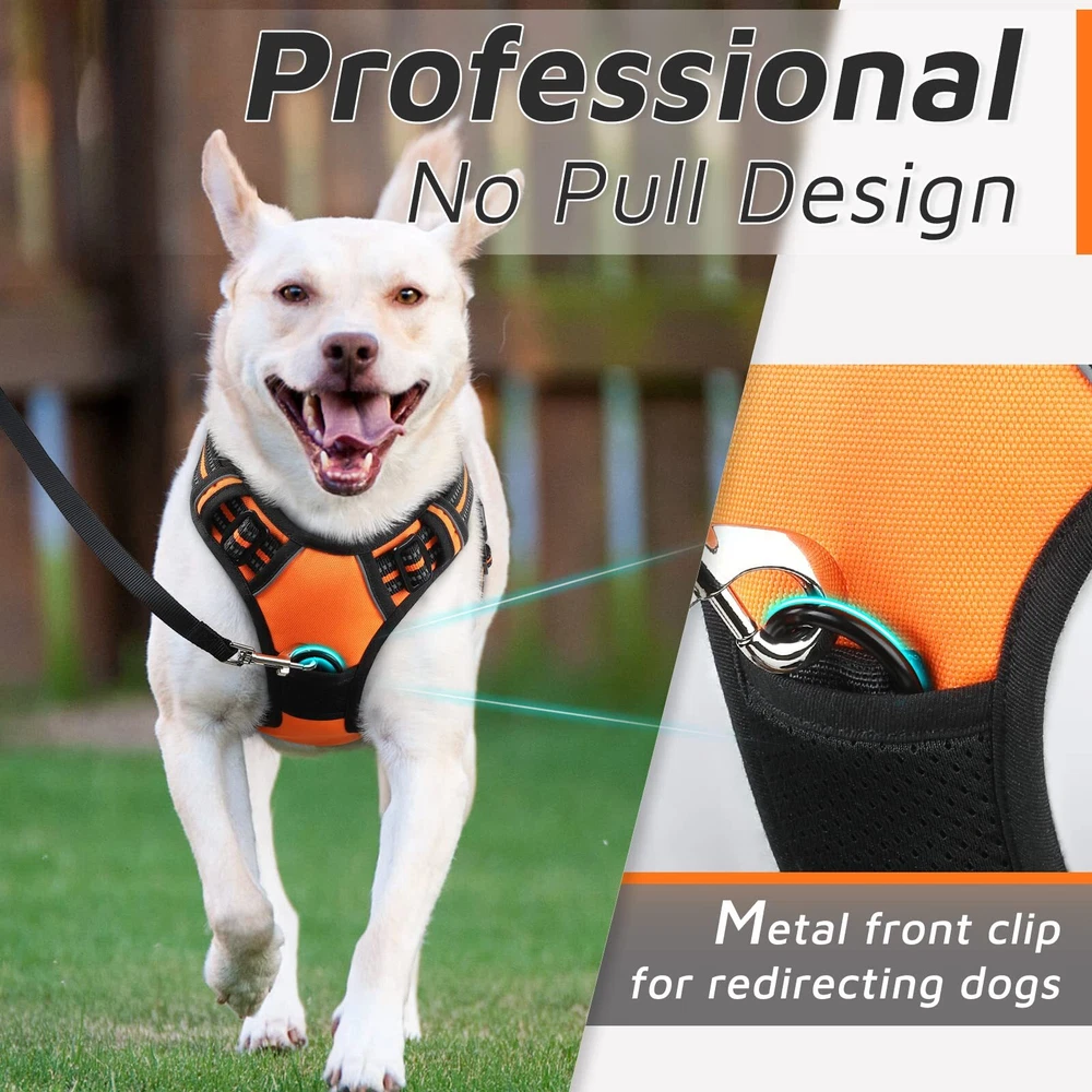 Dog Harness for Large Dogs, No Pull Service Vest with Reflective Strips and C...