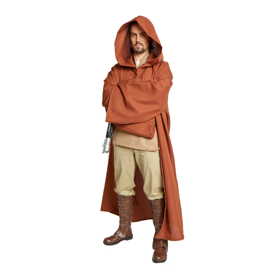 JEDI Obi Wan Wizard Costume STAR WARS CLOAK MONK Adult Robe Chocolate Brown - Image 3 of 4