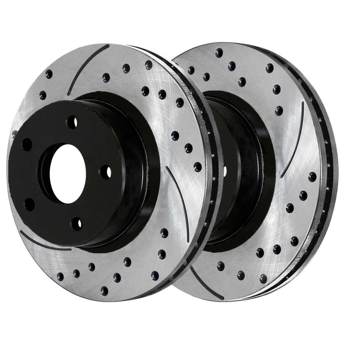 2007-2017 Jeep Patriot Compass Front Drilled Slotted Brake Rotors Pair