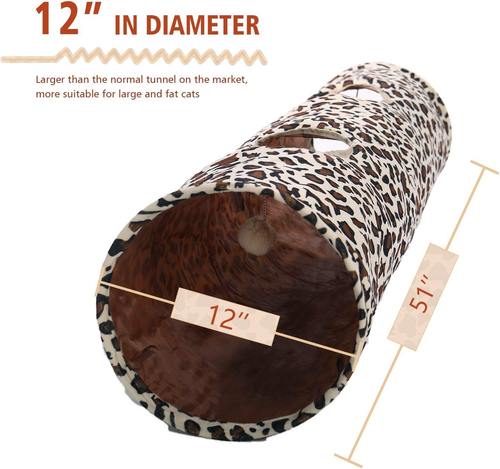 Cat Toys Collapsible Tunnel Dog Tube for Fat Cat,Rabbits,Dogs Length 51" Diamete - Picture 2 of 12