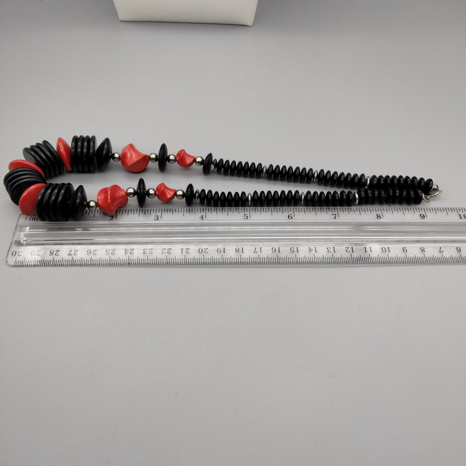 Boho Chic Black Red Acrylic Statement Necklace Fu… - image 10