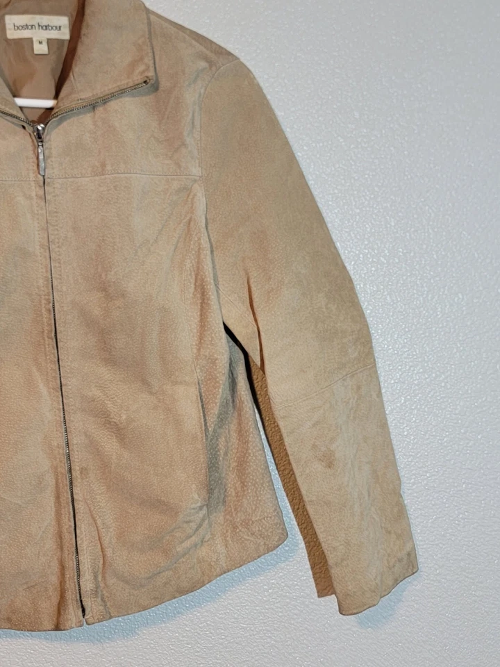 boston harbour кожаная куртка-бомбер женская средняя длина полный воротник на молнии - Изображение 3 из 4