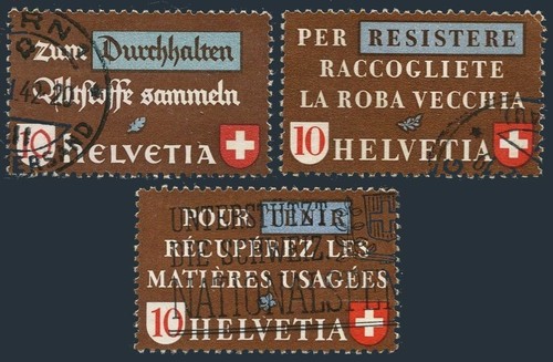Switzerland 281-283,used.Michel 405-407. In order to Endure,Reclaim.1942. - 第 1/1 張圖片