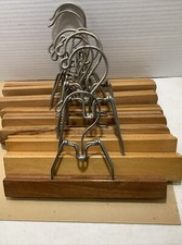 Vintage Wood Hanger Lot x 8 Clamp On Trousers. Variety Of Sizes