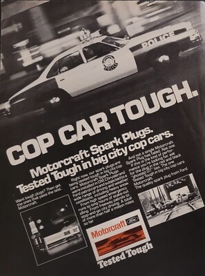 1979 Motorcraft Spark Plug Original Print Ad Police Car | eBay