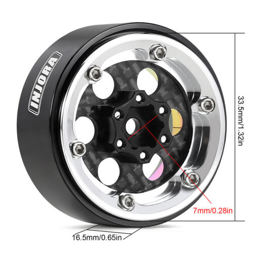 INJORA Carbon Fiber Aluminum 1.3 Beadlock Wheels and Tires for 1/18 1/24 RC Car - Picture 5 of 36