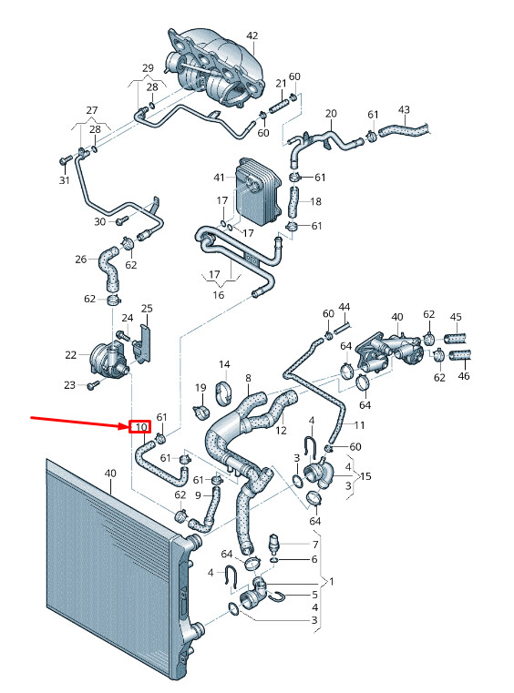 Tuyau de liquide de refroidissement pour VW CC 35 (3C0121096Ad)